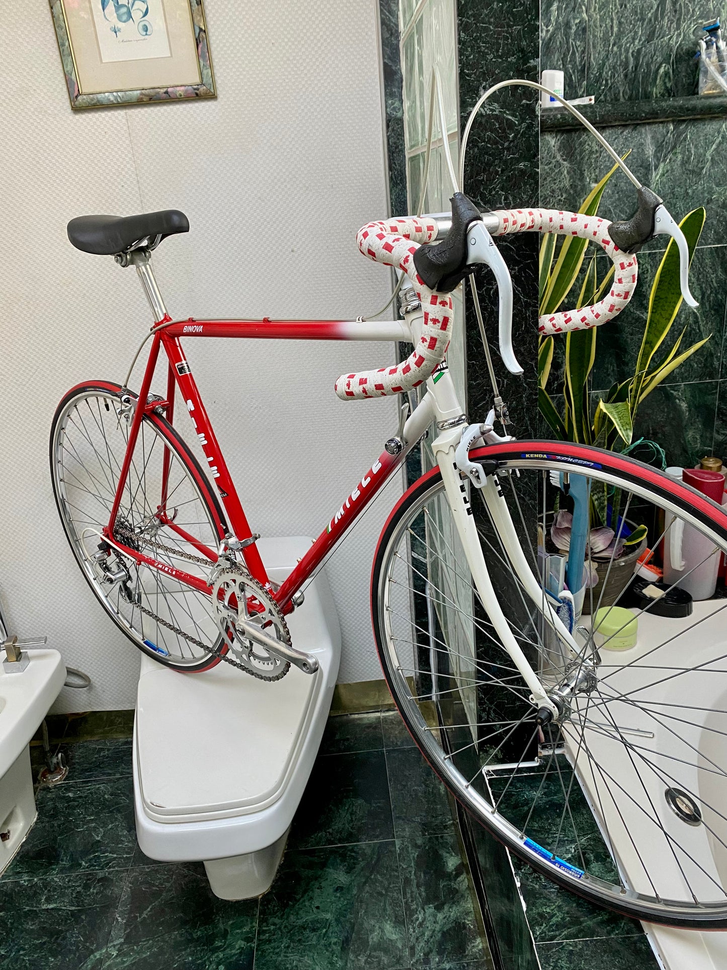 (SIZE 55cm) 1980's MIELE BINOVA ROAD BIKE - RED & WHITE - NICE