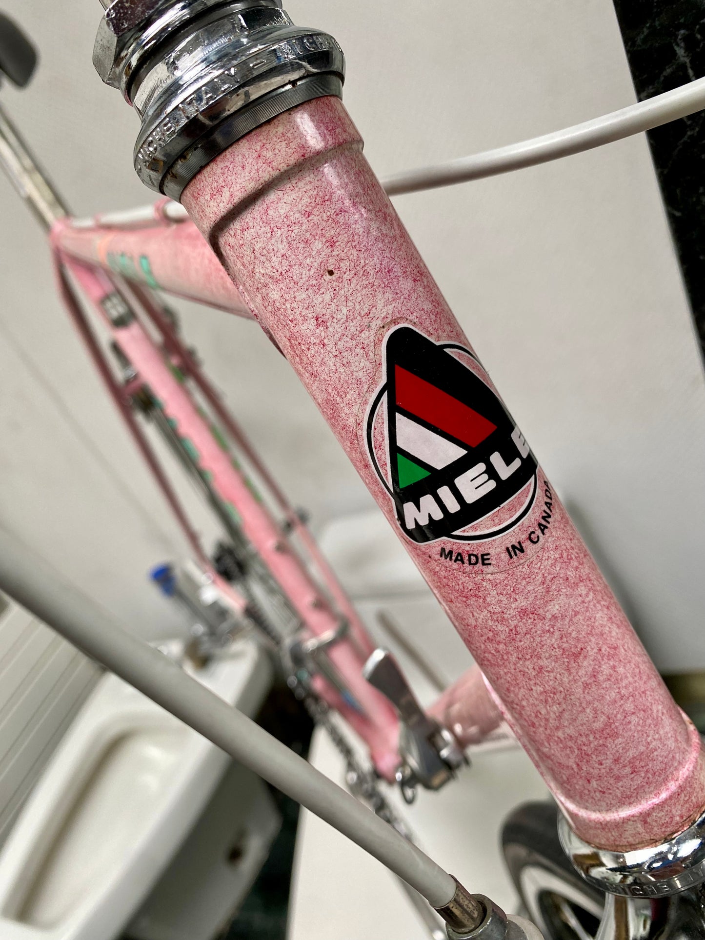 (SIZE 57cm) 1980's MIELE ROAD BIKE - CAMPAGNOLO - PINK SPLATTER!