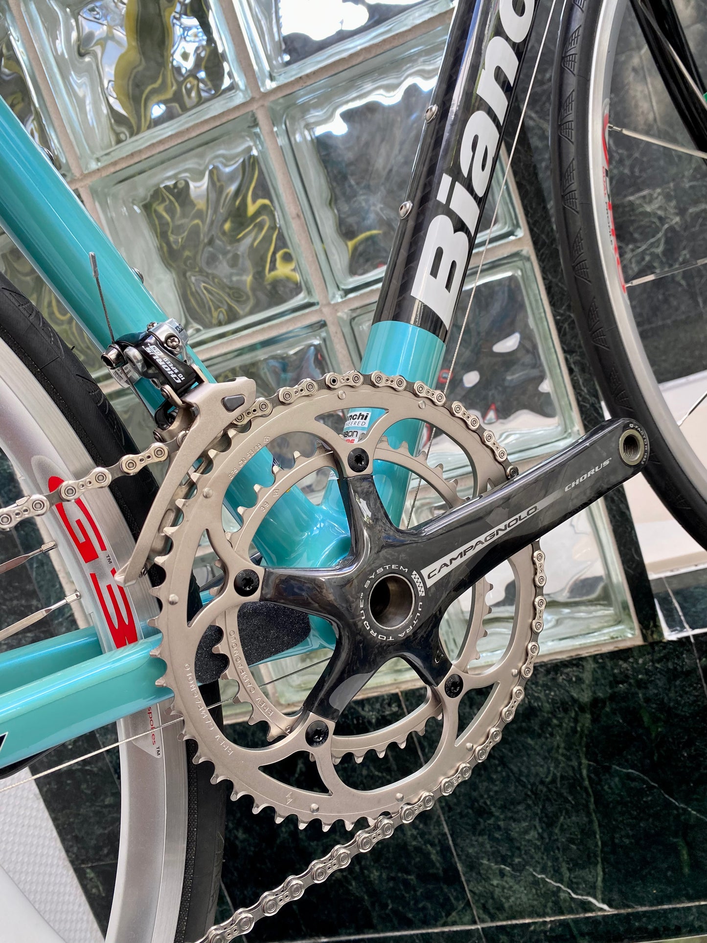 (SIZE 54cm) CLASSIC BIANCHI 928 T-CUBE ROAD BIKE - CELESTE - CAMPAGNOLO CHORUS