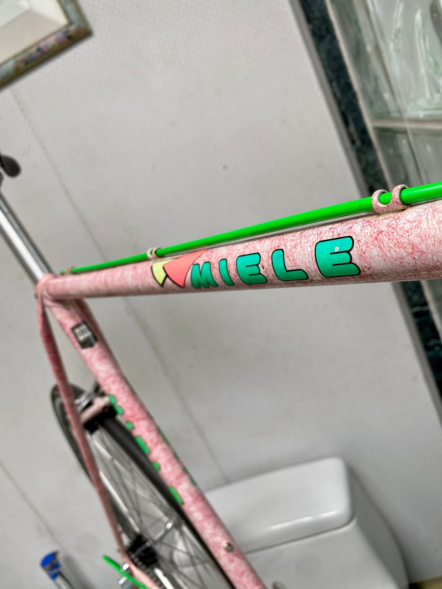 (SIZE 60cm) 1980's MIELE ROAD BIKE - CAMPAGNOLO - PINK SPLATTER PAINT