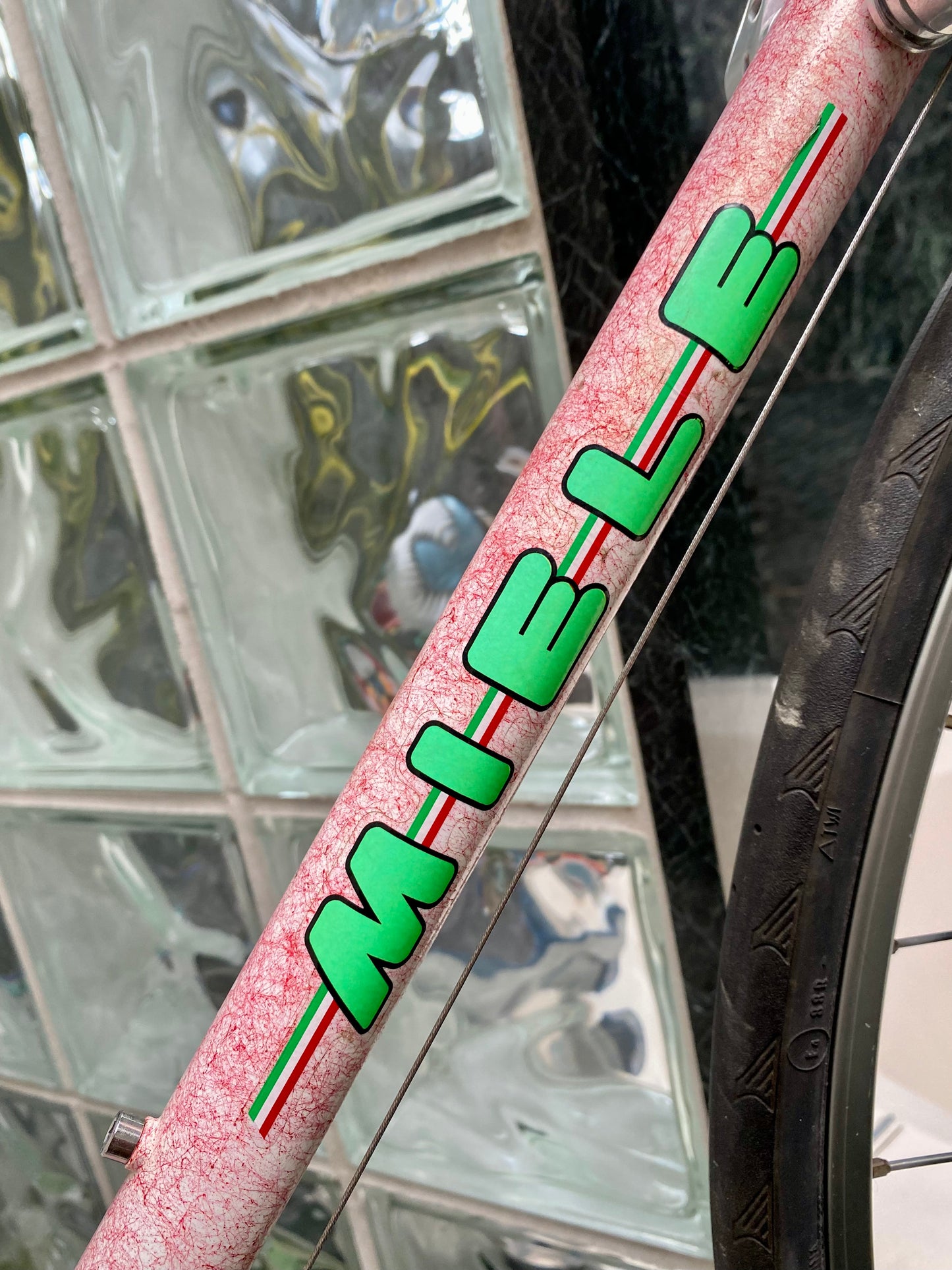 (SIZE 60cm) 1980's MIELE ROAD BIKE - CAMPAGNOLO - PINK SPLATTER PAINT