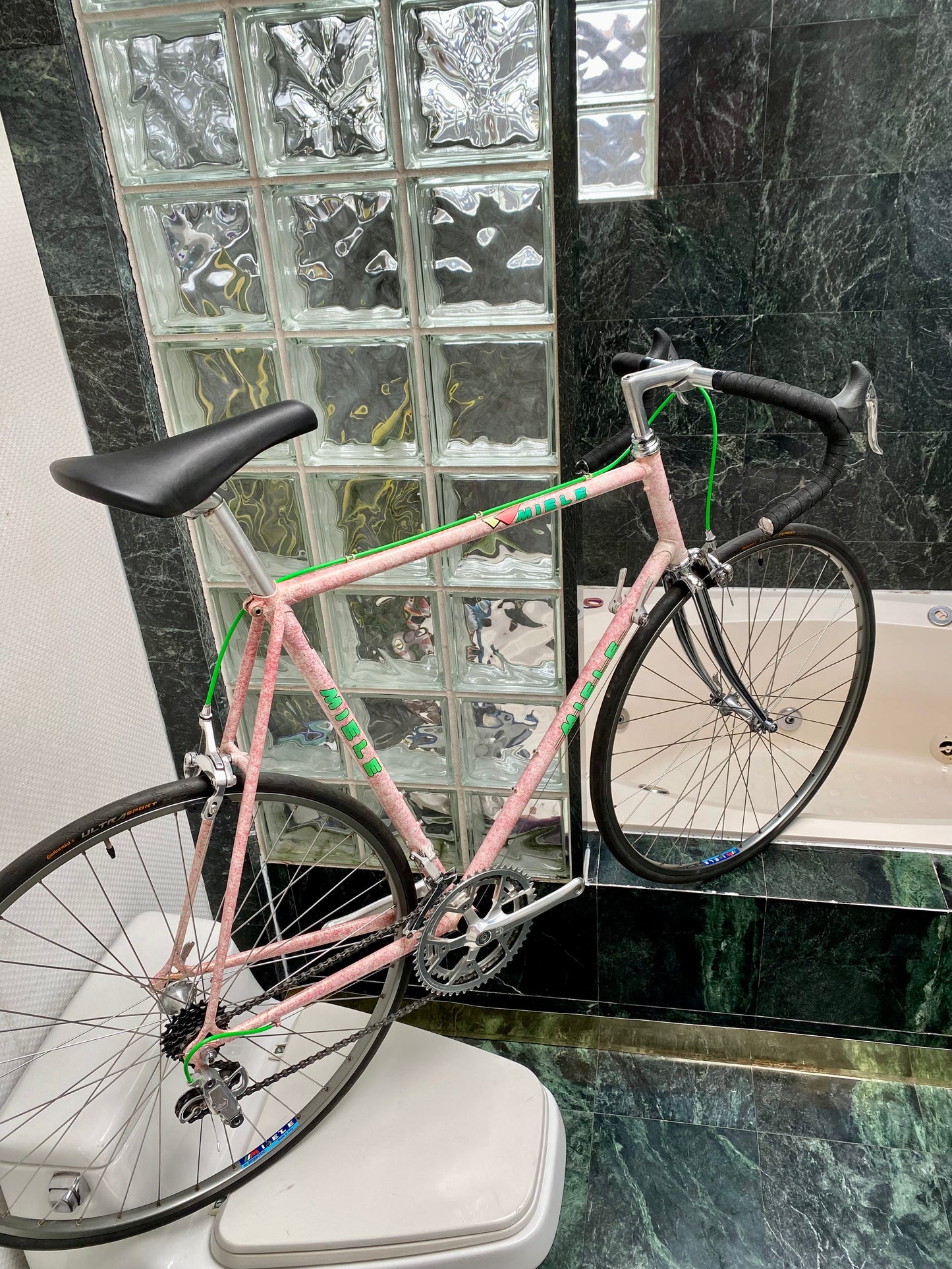 (SIZE 60cm) 1980's MIELE ROAD BIKE - CAMPAGNOLO - PINK SPLATTER PAINT