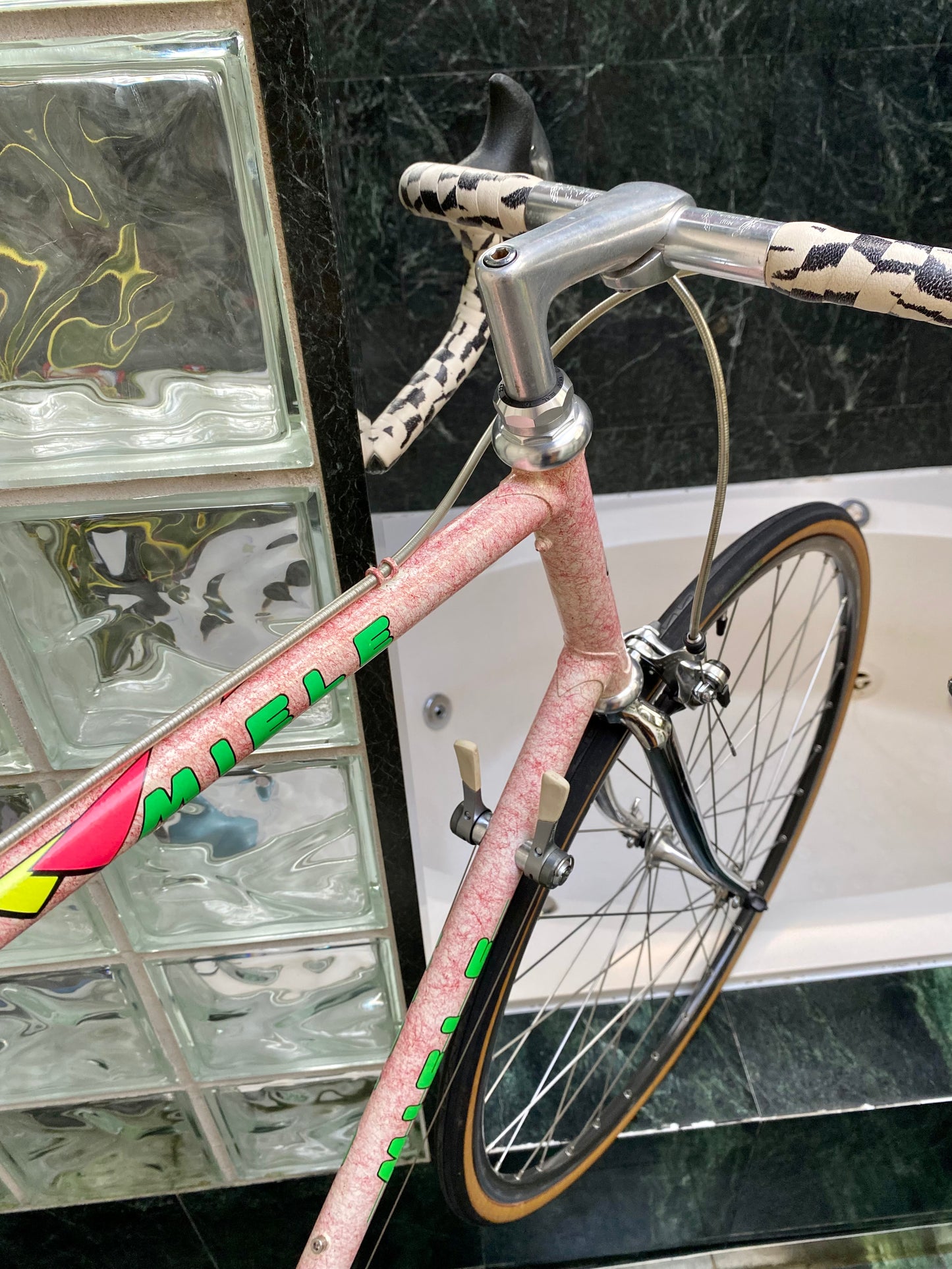 (SIZE 60cm) 1980's MIELE ROAD BIKE - PINK SPLATTER - COOL