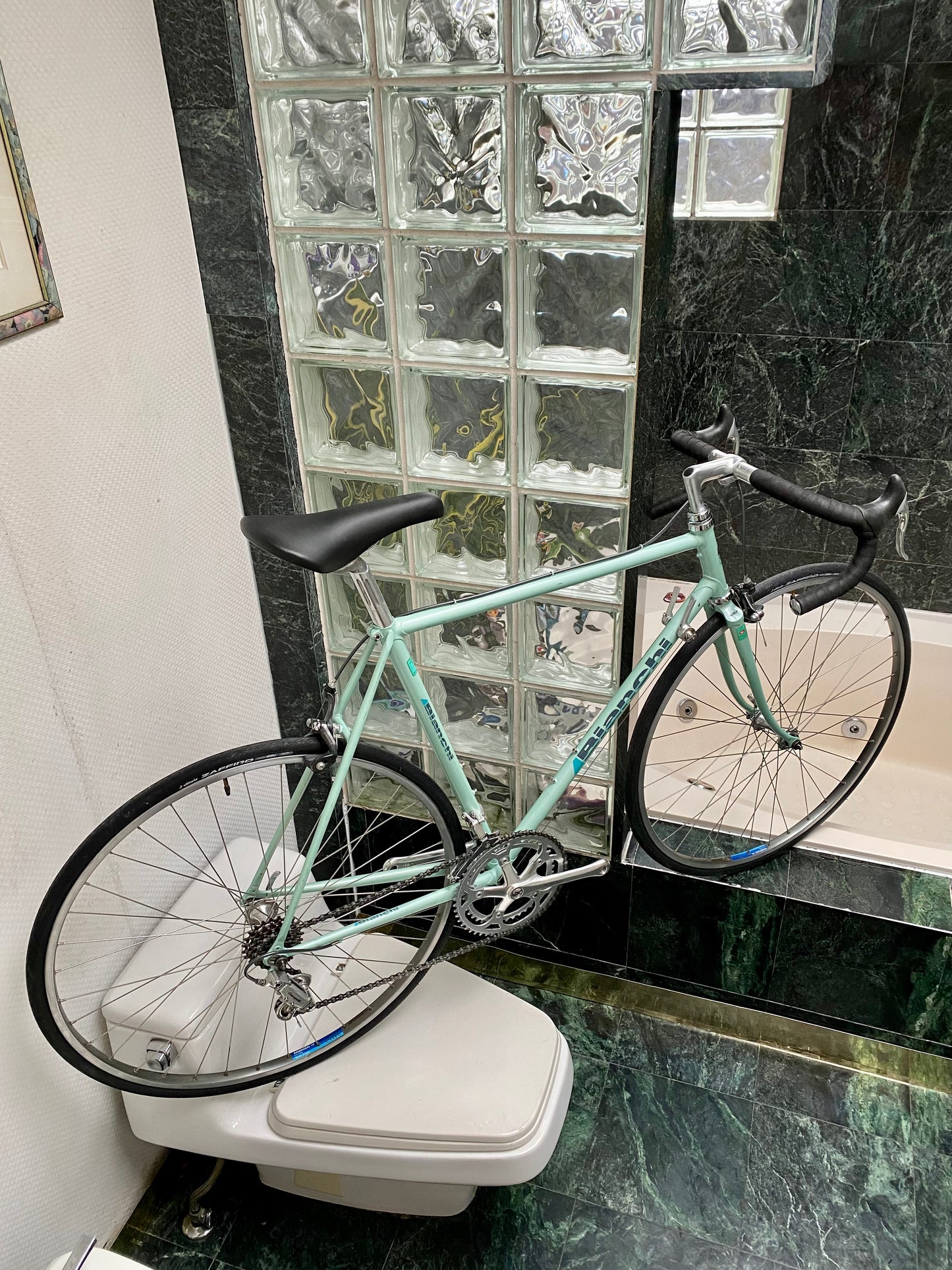 (SIZE 54cm) 1980's BIANCHI CELESTE ROAD BIKE - CAMPAGNOLO - COLUMBUS