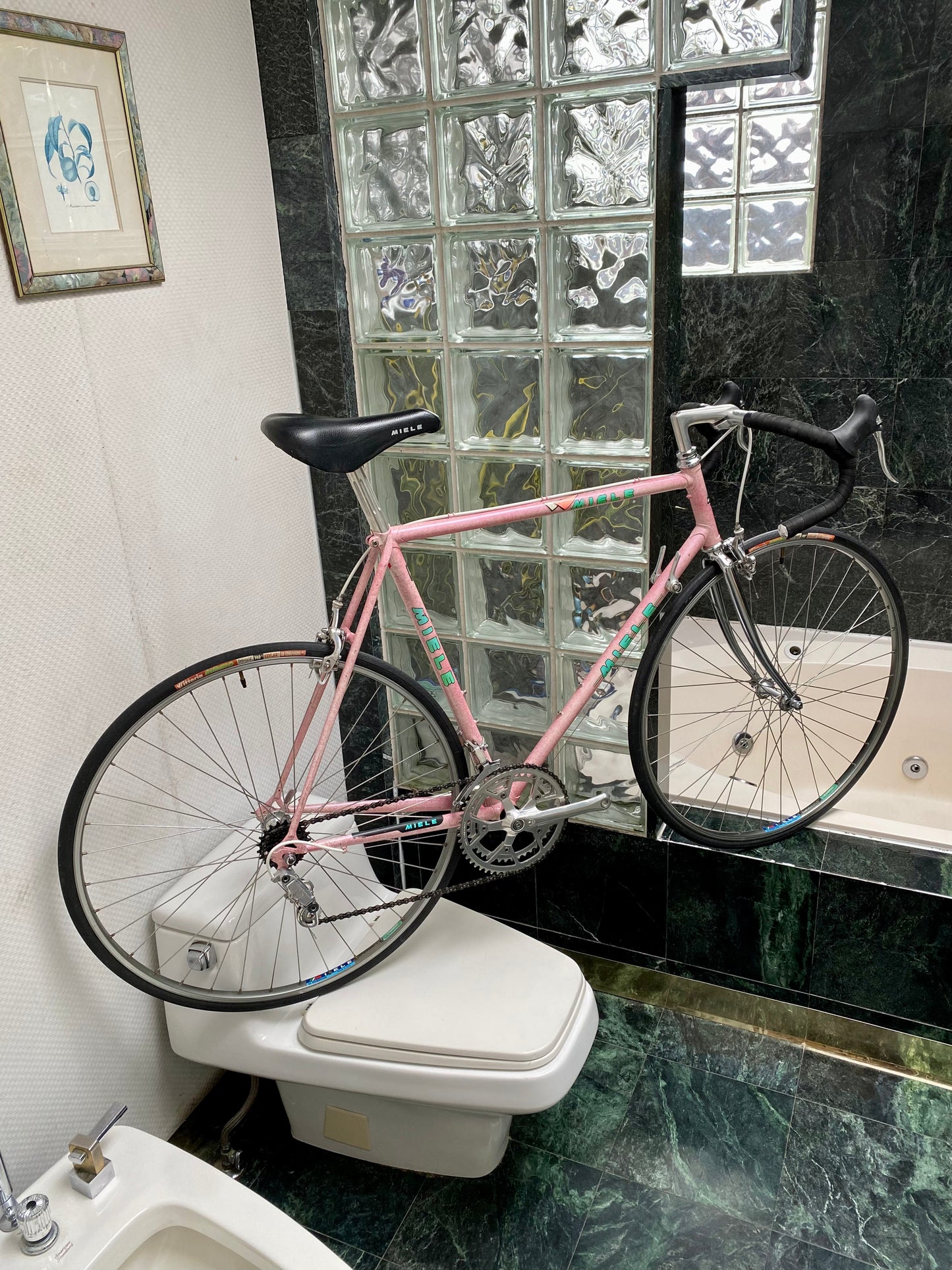 (SIZE 57cm) 1980's MIELE ROAD BIKE - CAMPAGNOLO - PINK SPLATTER!