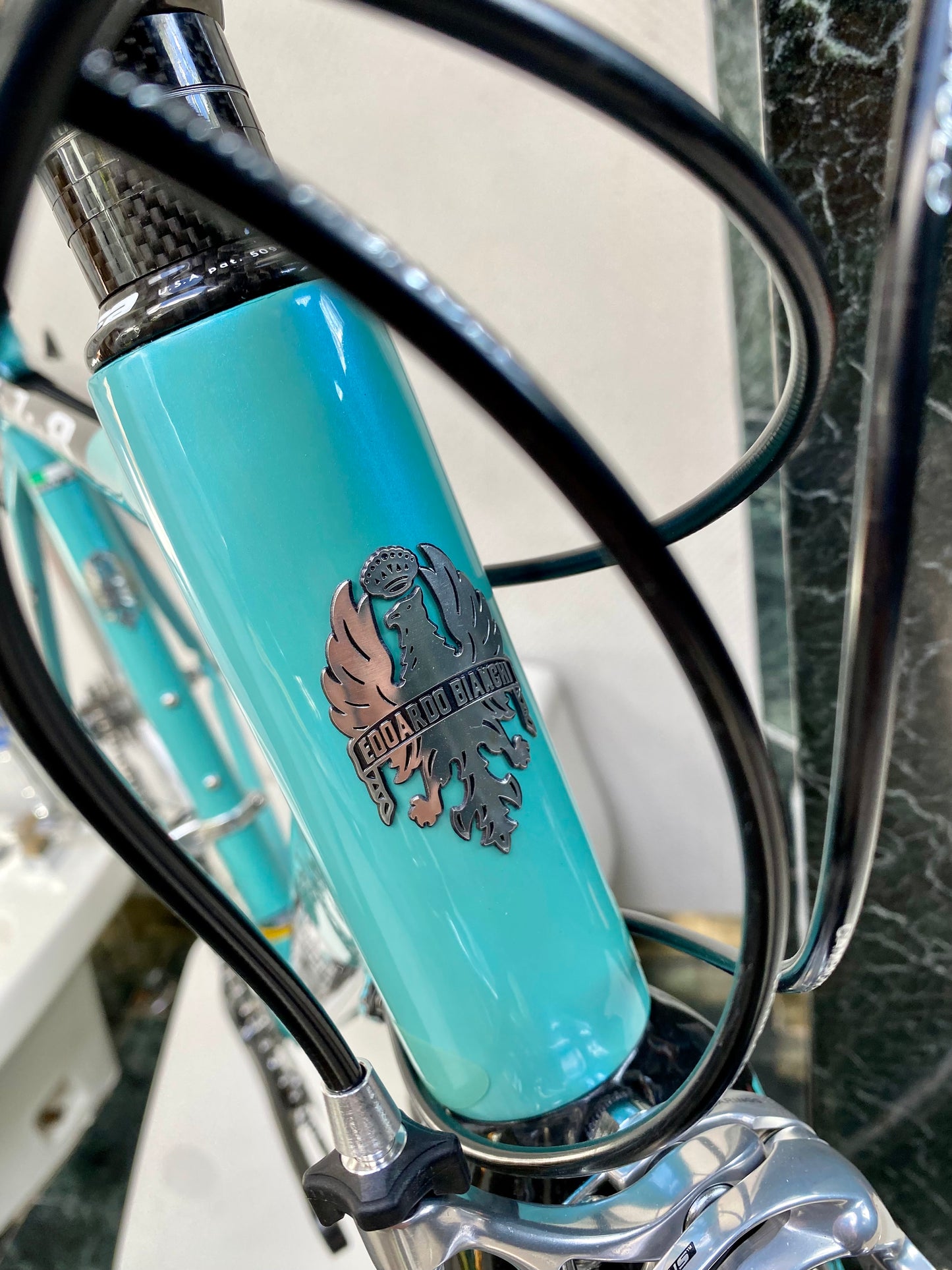 (SIZE 54cm) CLASSIC BIANCHI 928 T-CUBE ROAD BIKE - CELESTE - CAMPAGNOLO CHORUS