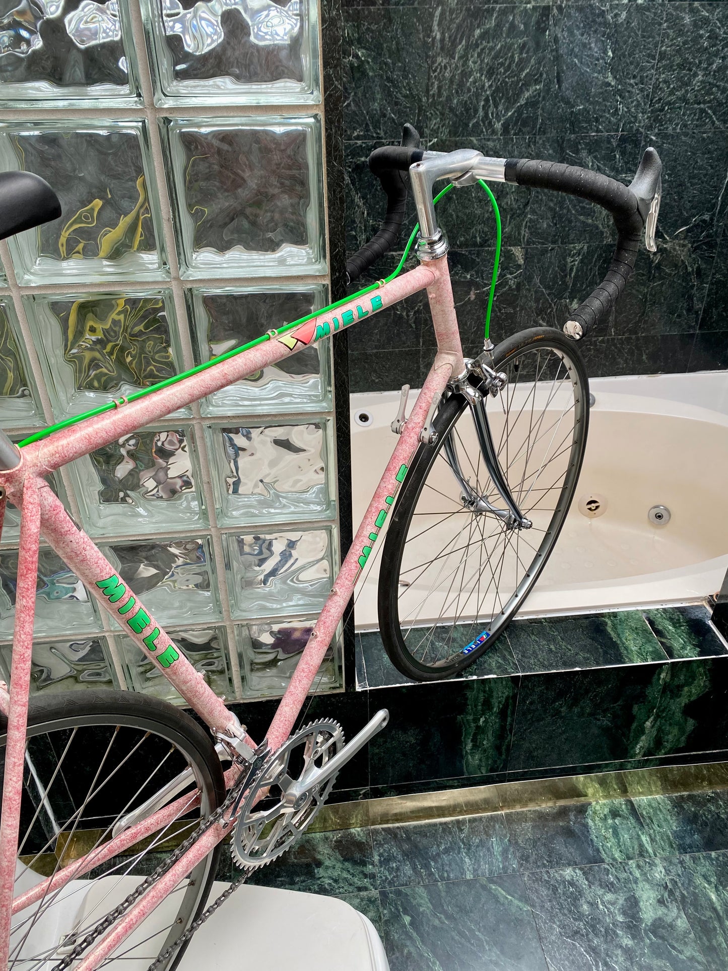 (SIZE 60cm) 1980's MIELE ROAD BIKE - CAMPAGNOLO - PINK SPLATTER PAINT