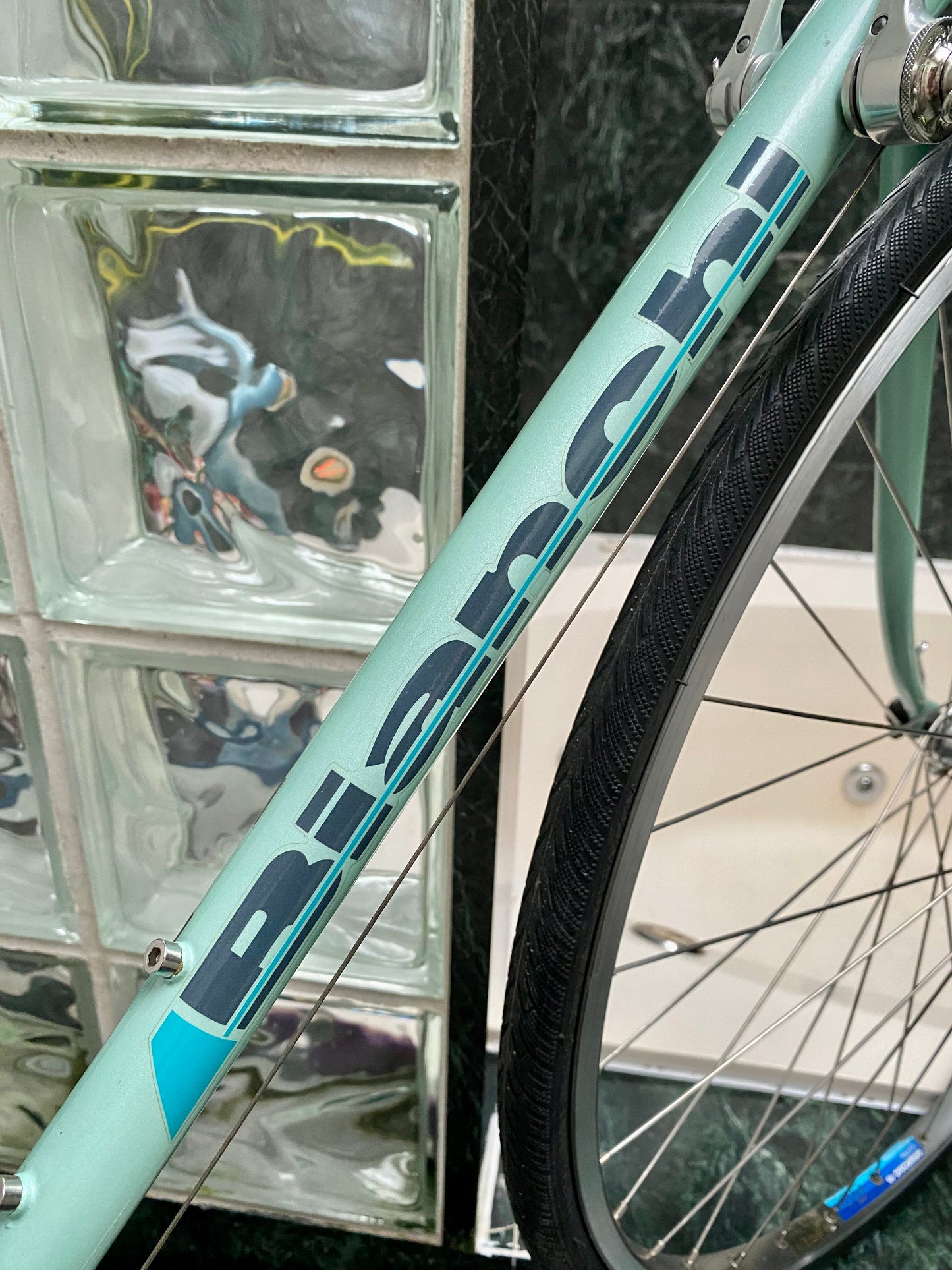 (SIZE 54cm) 1980's BIANCHI CELESTE ROAD BIKE - CAMPAGNOLO - COLUMBUS