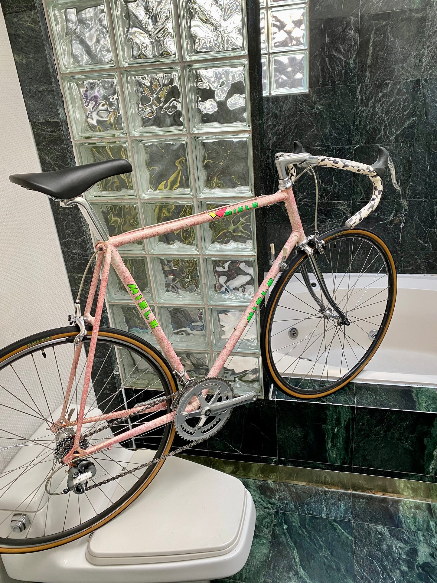 (SIZE 60cm) 1980's MIELE ROAD BIKE - PINK SPLATTER - COOL