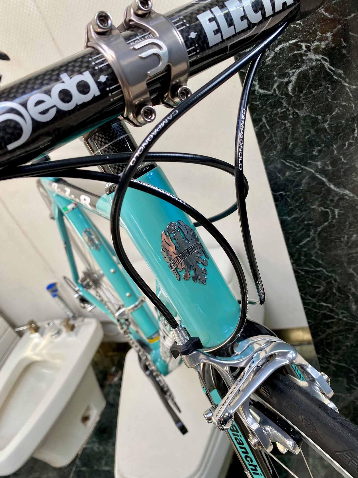 (SIZE 54cm) CLASSIC BIANCHI 928 T-CUBE ROAD BIKE - CELESTE - CAMPAGNOLO CHORUS