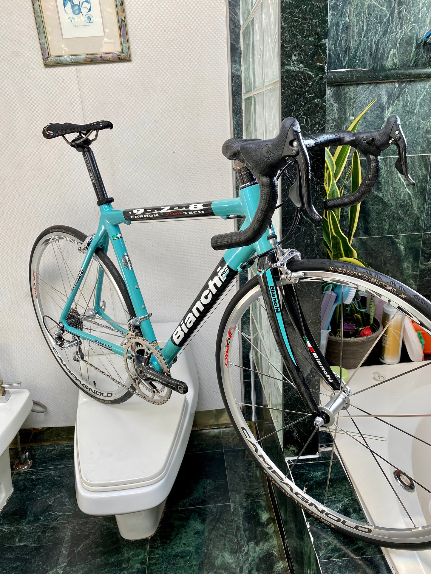 (SIZE 54cm) CLASSIC BIANCHI 928 T-CUBE ROAD BIKE - CELESTE - CAMPAGNOLO CHORUS