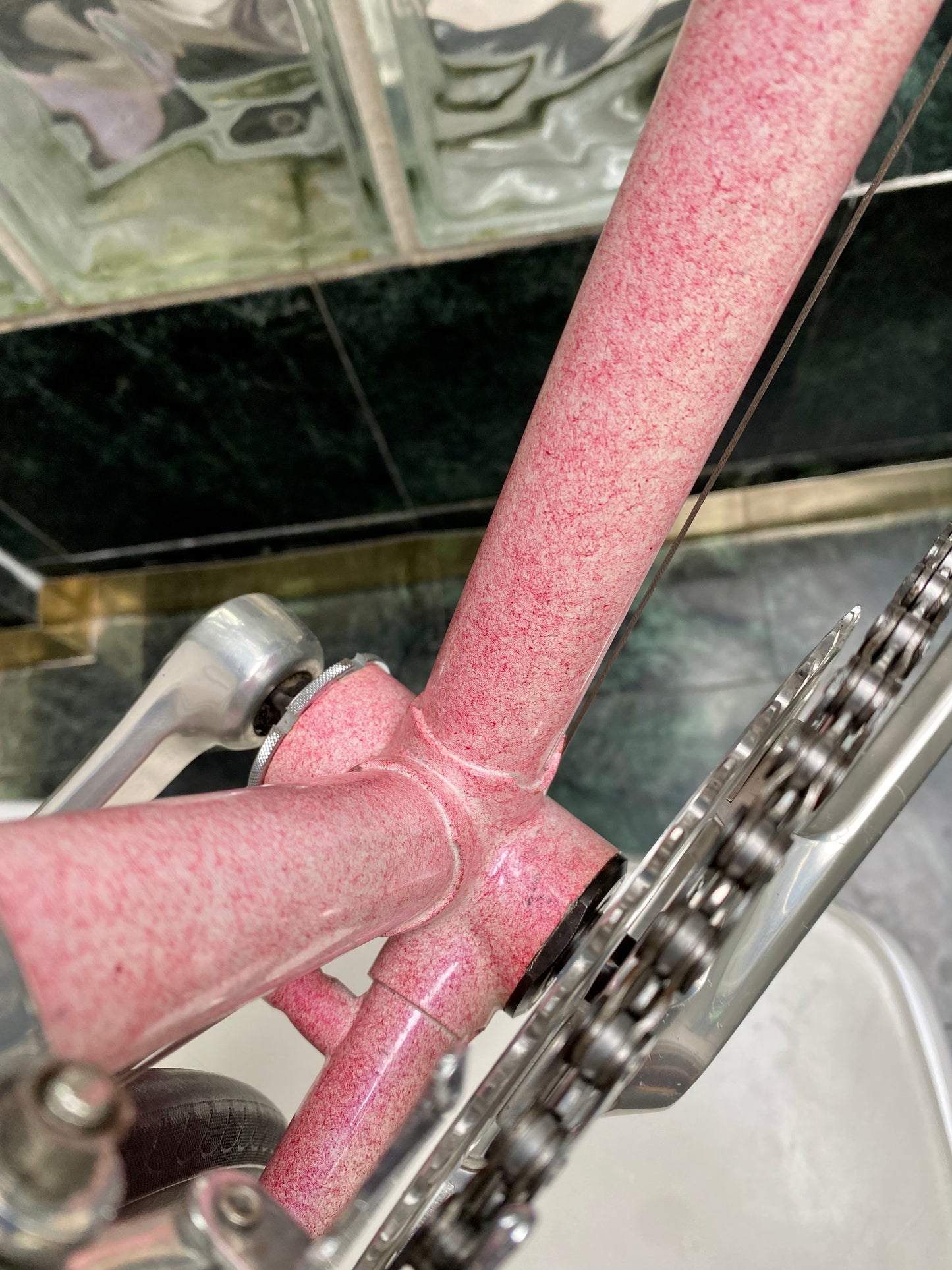 (SIZE 57cm) 1980's MIELE ROAD BIKE - CAMPAGNOLO - PINK SPLATTER!