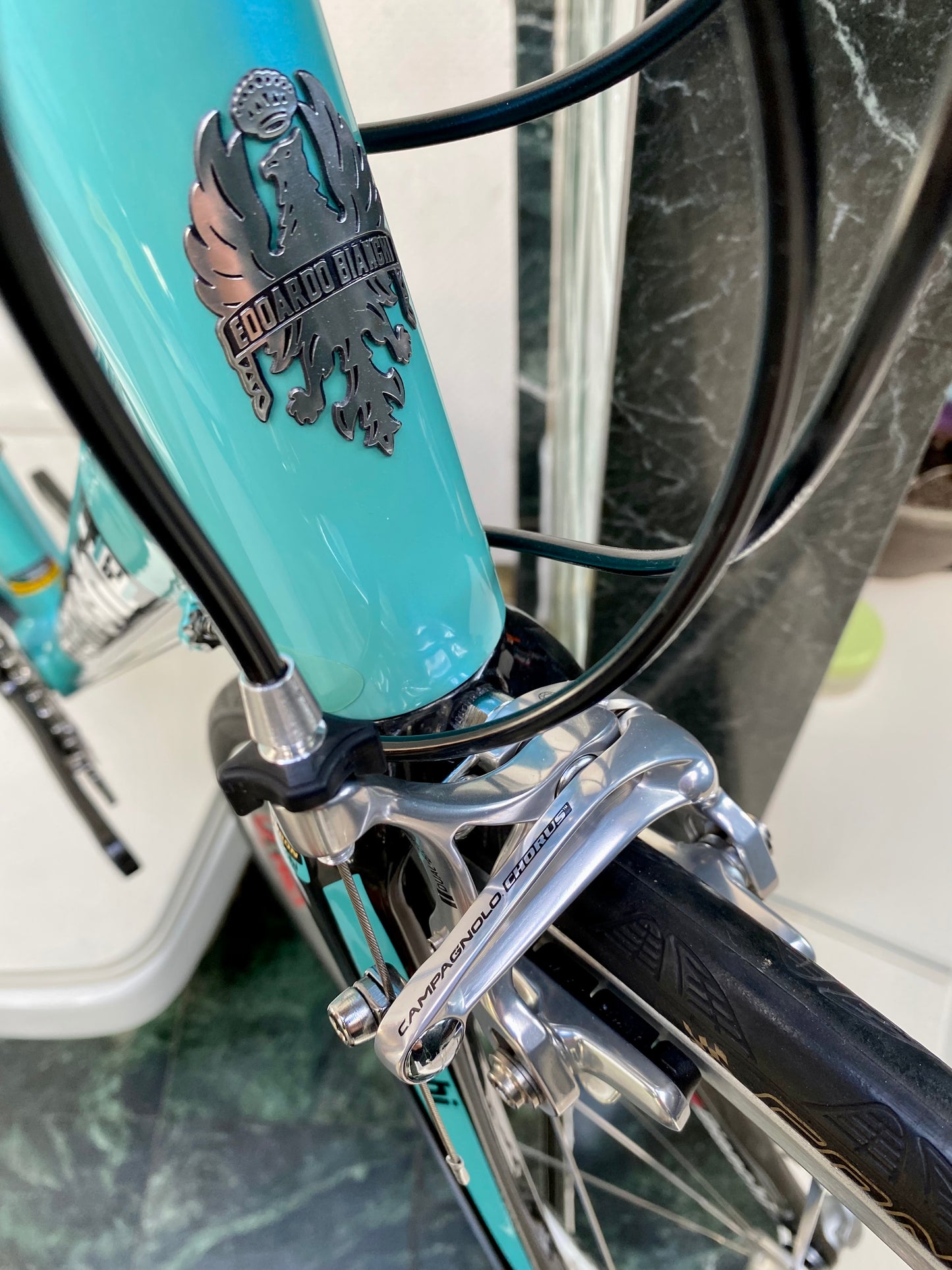 (SIZE 54cm) CLASSIC BIANCHI 928 T-CUBE ROAD BIKE - CELESTE - CAMPAGNOLO CHORUS