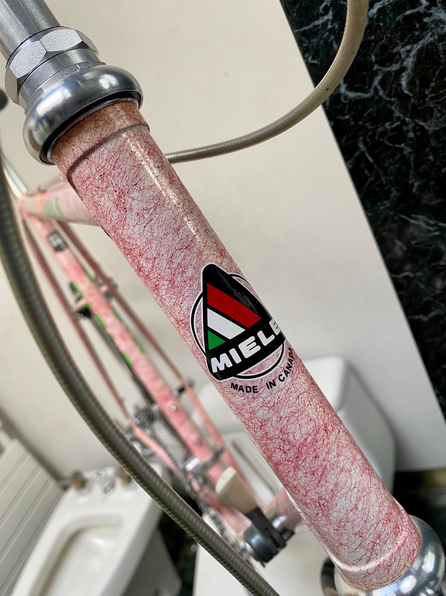(SIZE 60cm) 1980's MIELE ROAD BIKE - PINK SPLATTER - COOL