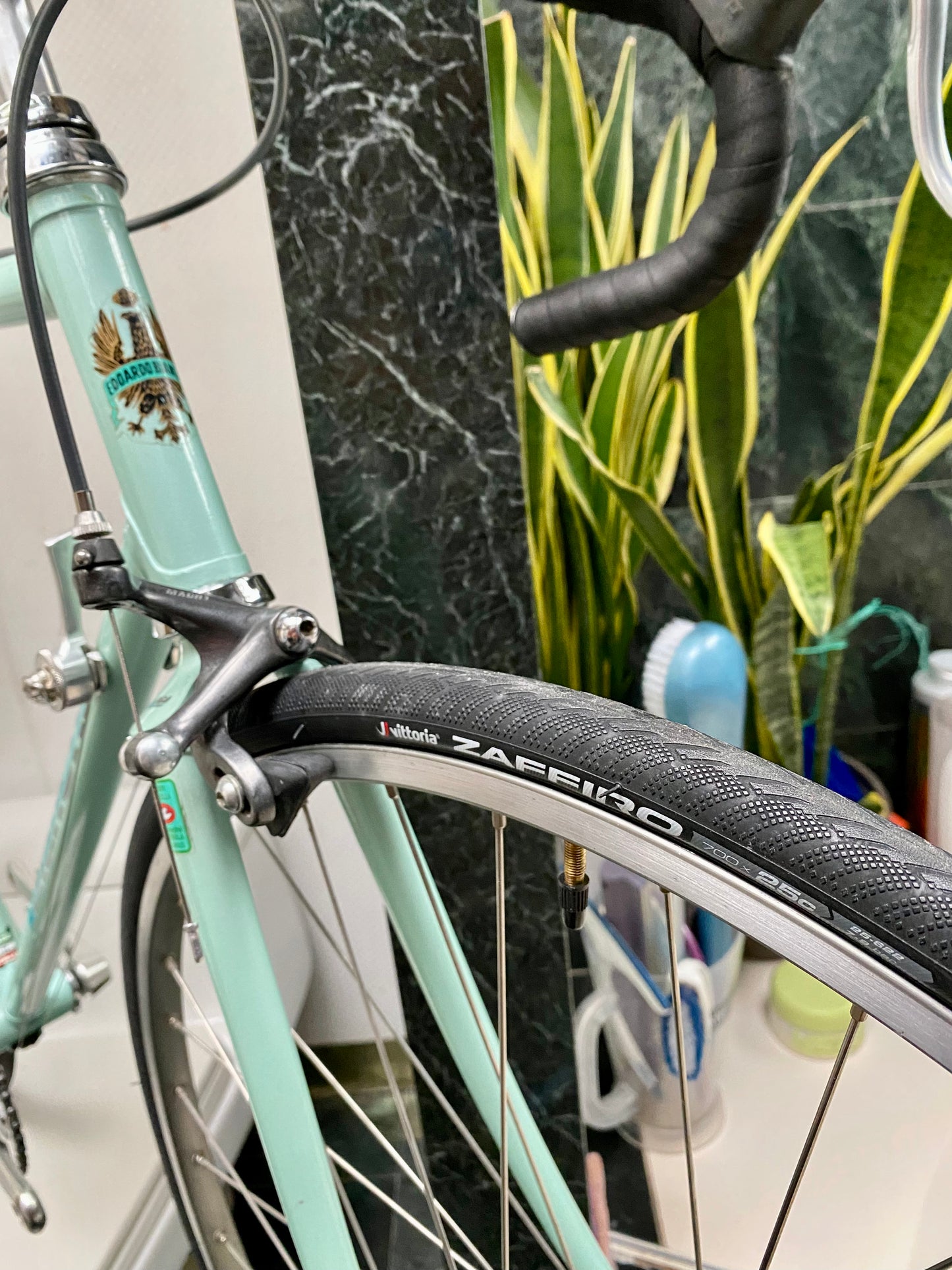 (SIZE 54cm) 1980's BIANCHI CELESTE ROAD BIKE - CAMPAGNOLO - COLUMBUS