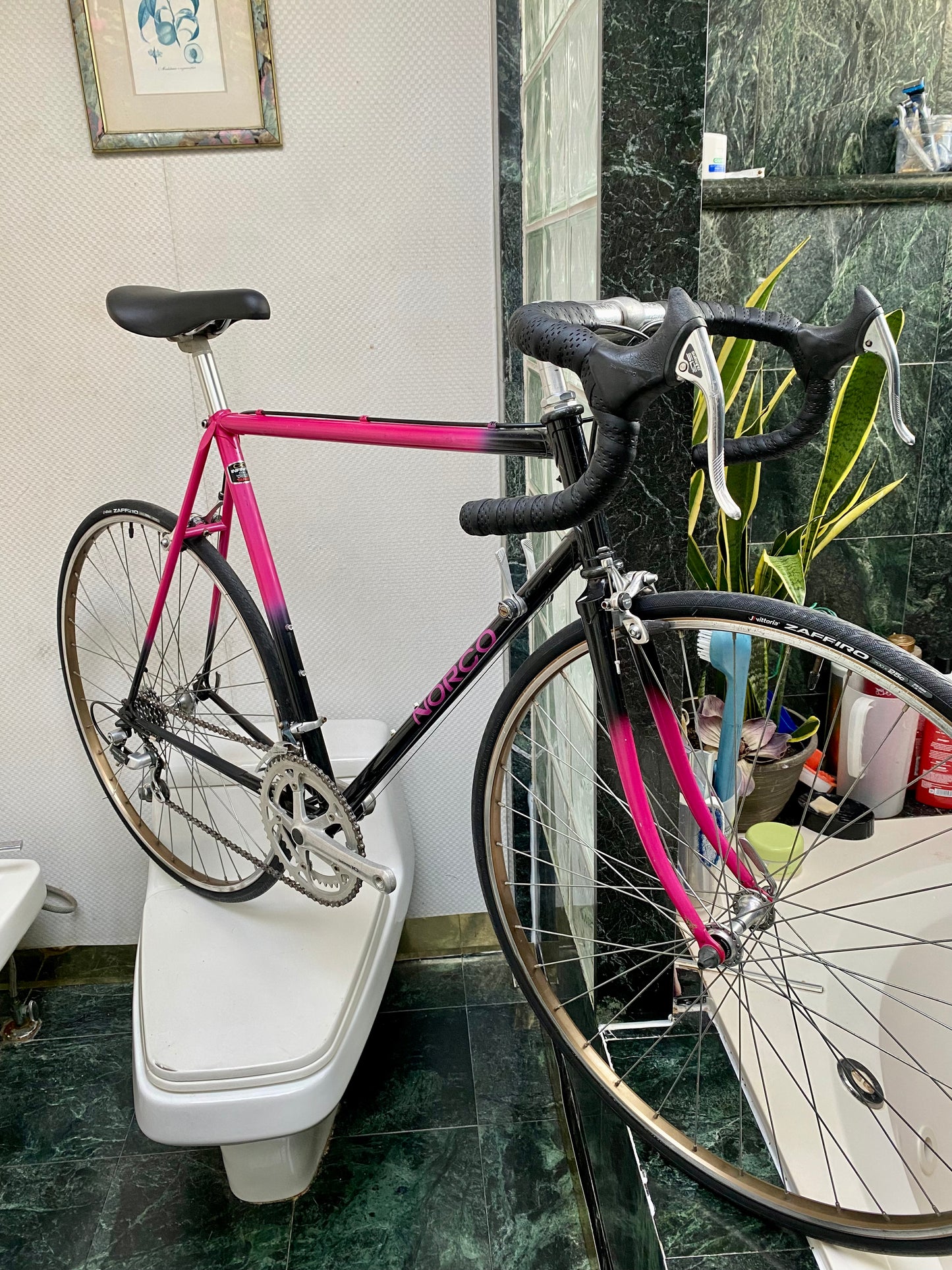 (SIZE 56cm) 1980's NORCO ROAD BIKE - SHIMANO 105 - BLACK & PINK