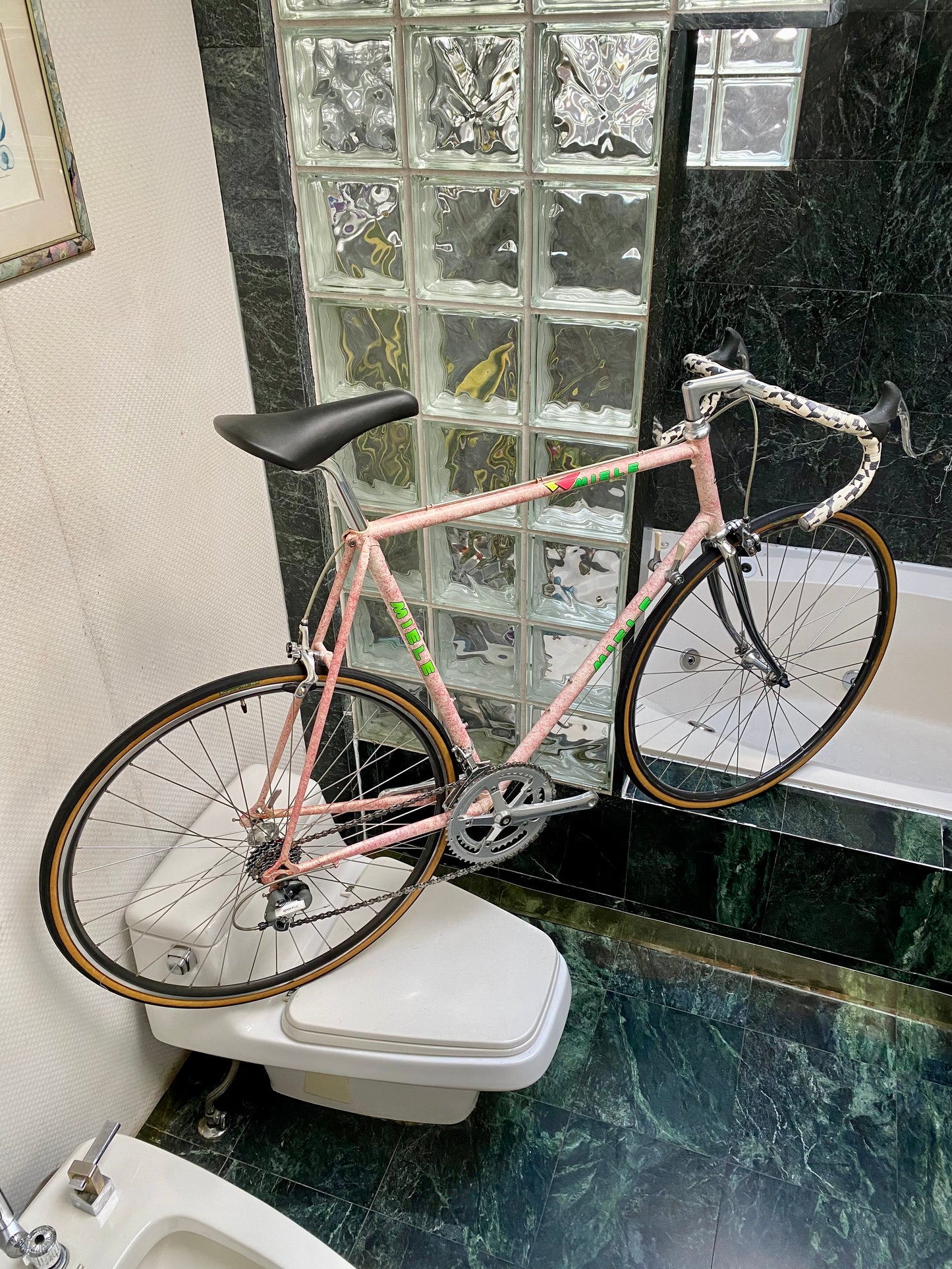 (SIZE 60cm) 1980's MIELE ROAD BIKE - PINK SPLATTER - COOL