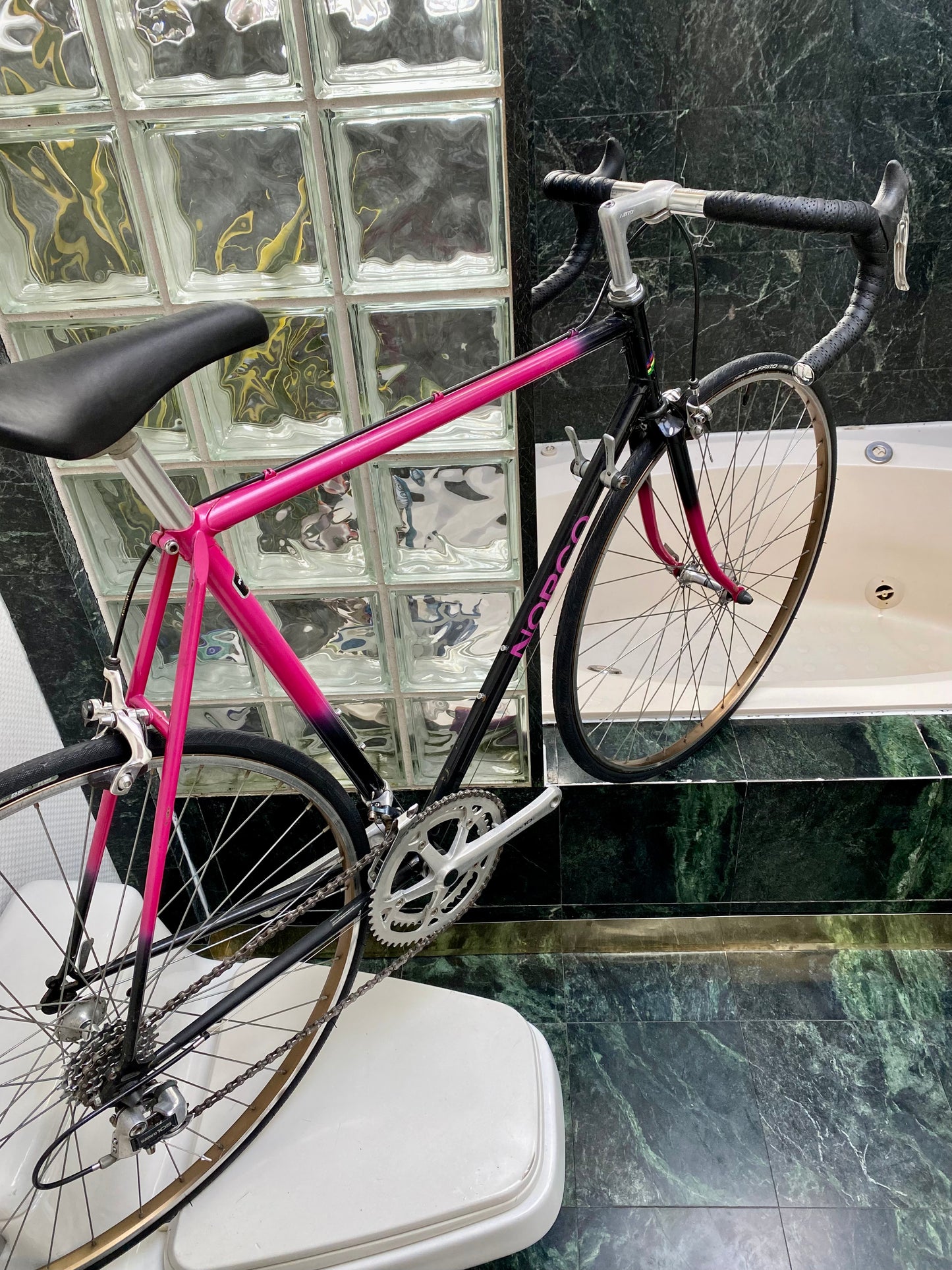 (SIZE 56cm) 1980's NORCO ROAD BIKE - SHIMANO 105 - BLACK & PINK