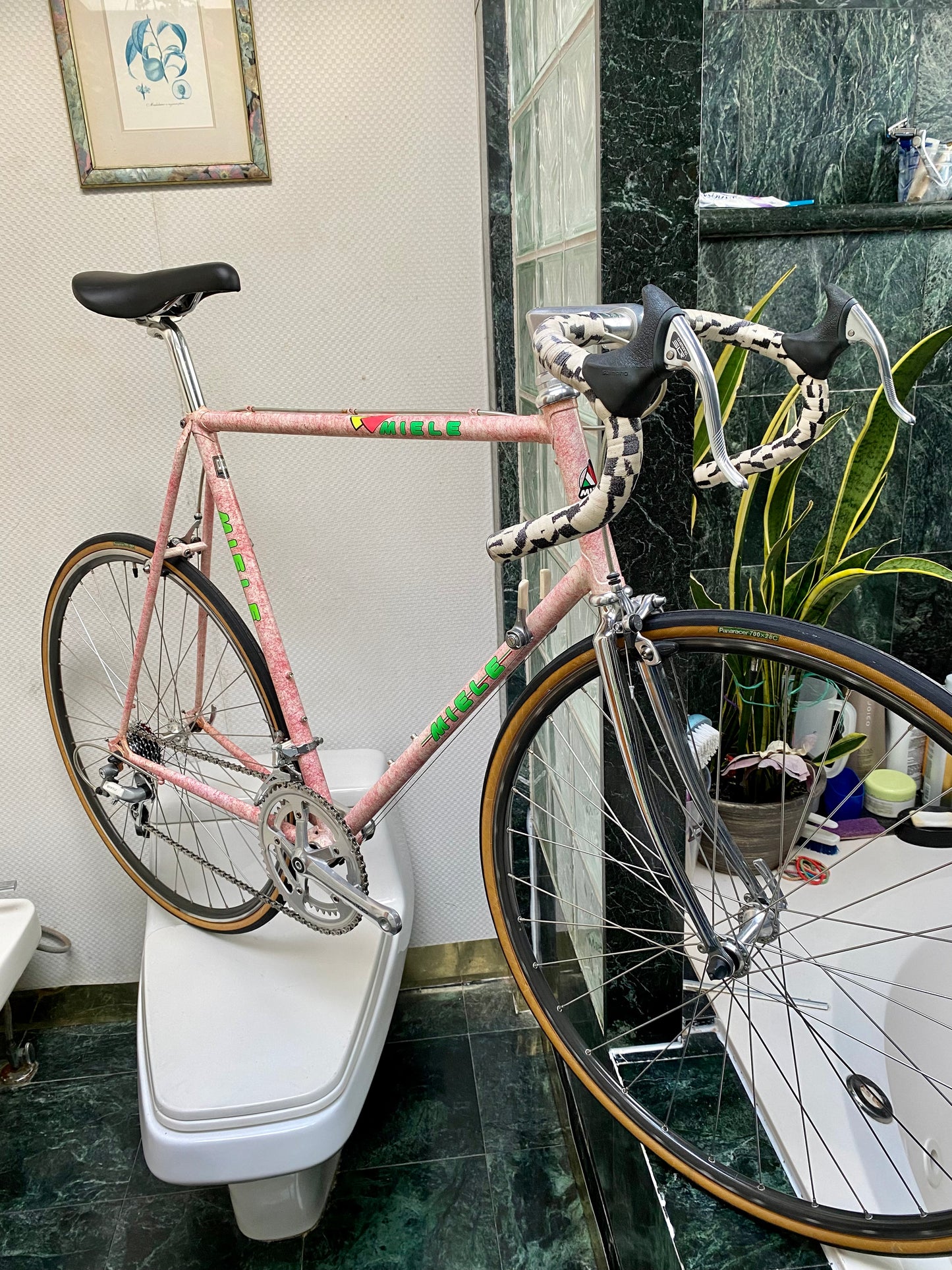 (SIZE 60cm) 1980's MIELE ROAD BIKE - PINK SPLATTER - COOL