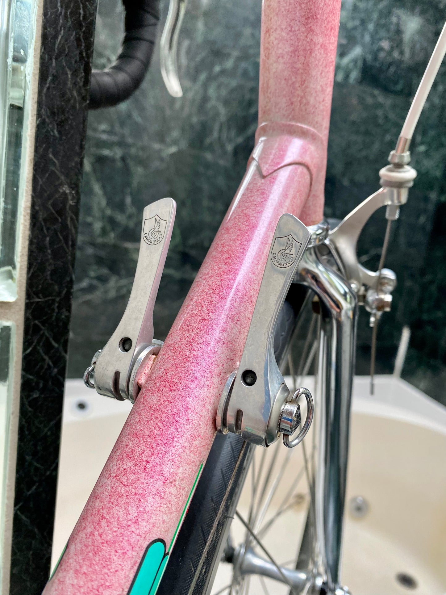(SIZE 57cm) 1980's MIELE ROAD BIKE - CAMPAGNOLO - PINK SPLATTER!