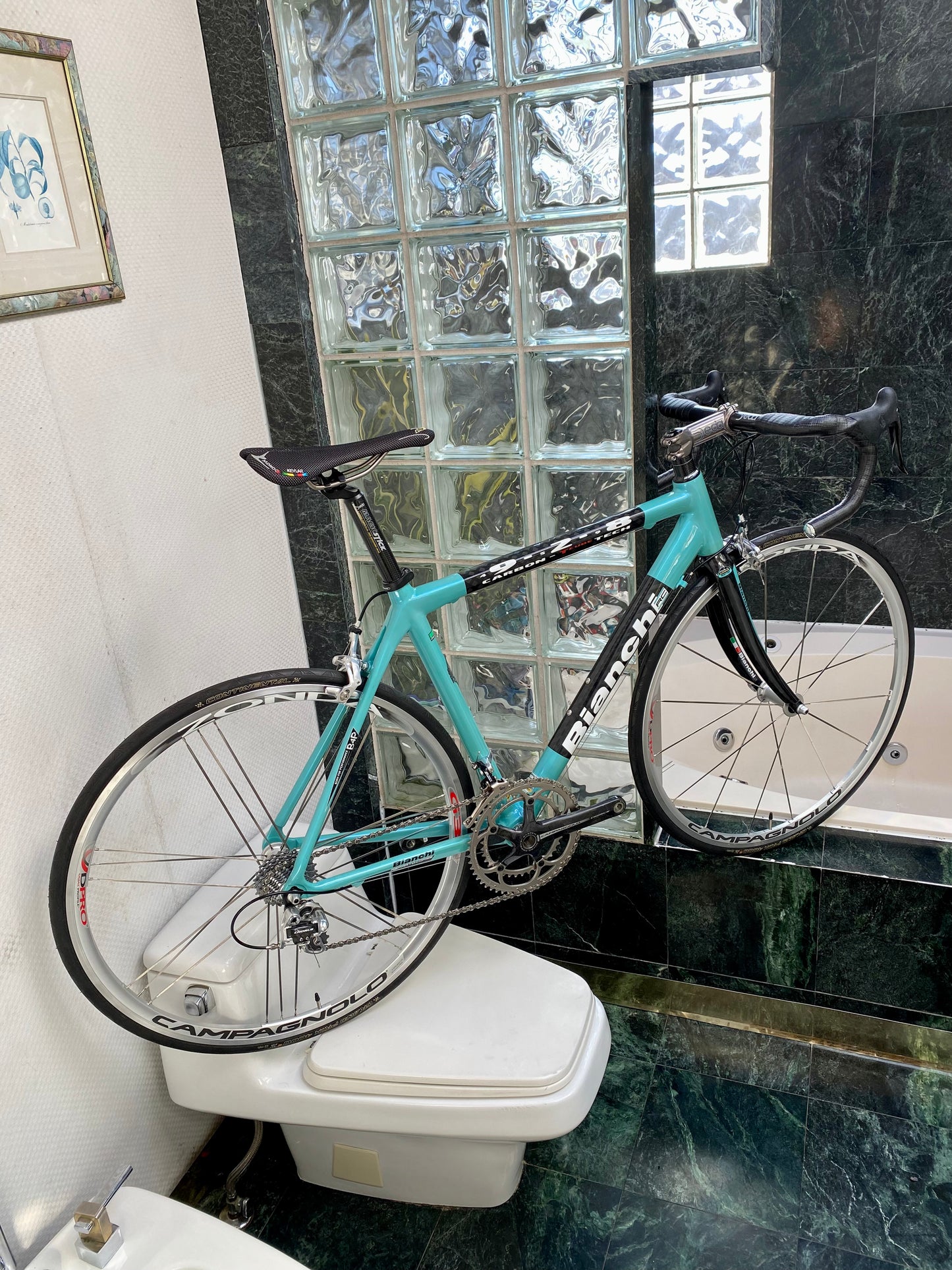 (SIZE 54cm) CLASSIC BIANCHI 928 T-CUBE ROAD BIKE - CELESTE - CAMPAGNOLO CHORUS