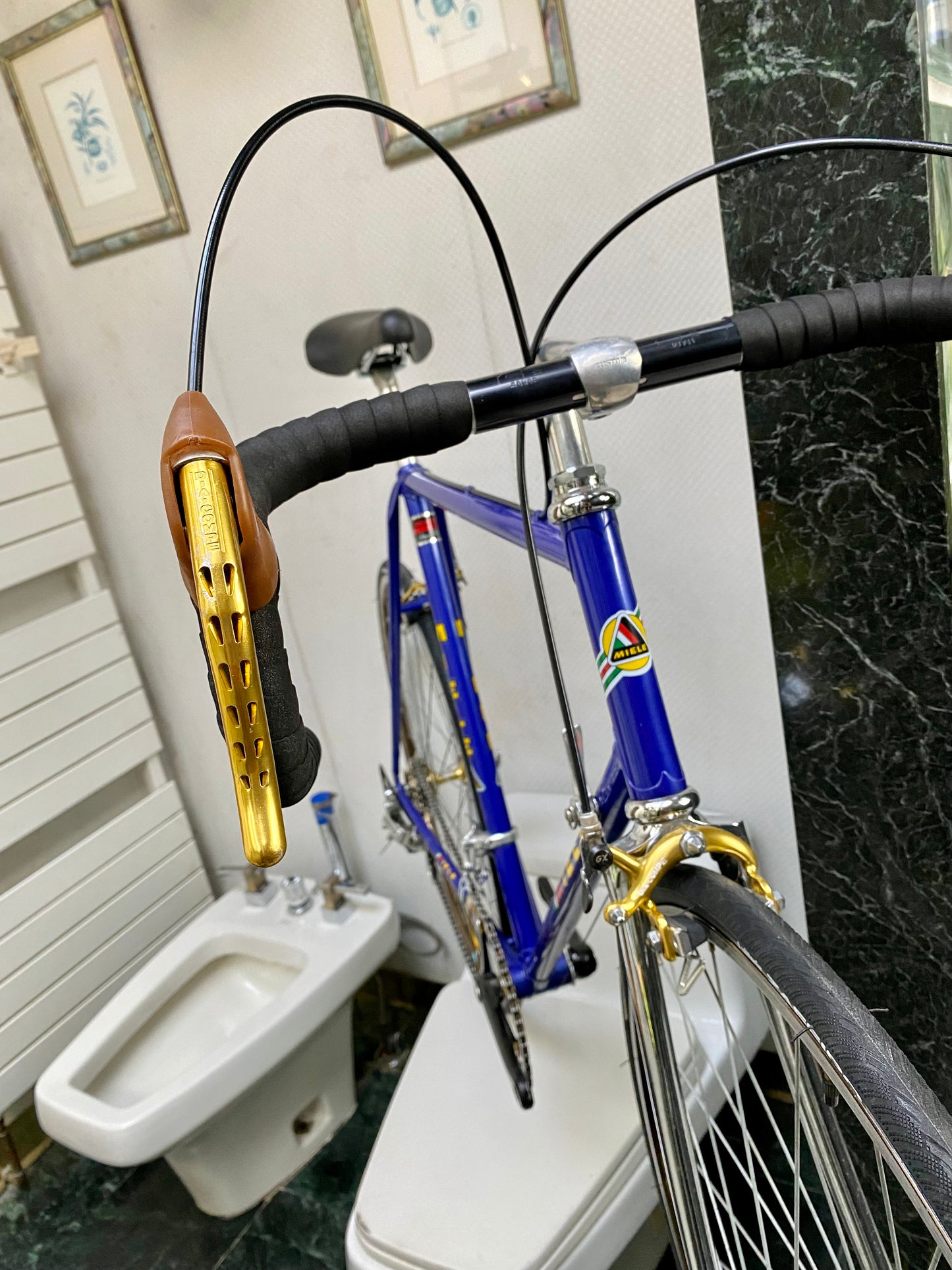 (SIZE 56cm) 1980's MIELE ROAD BIKE - GOLD & BLUE!