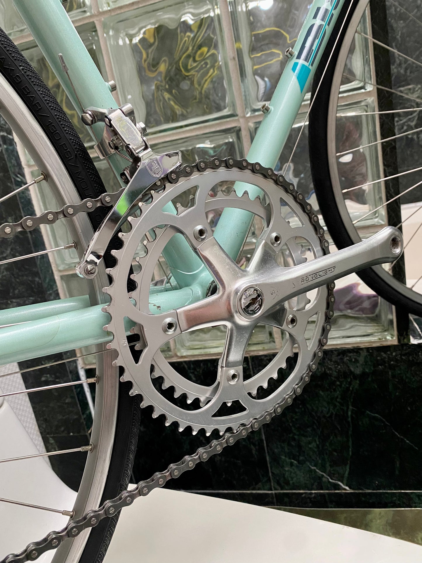 (SIZE 54cm) 1980's BIANCHI CELESTE ROAD BIKE - CAMPAGNOLO - COLUMBUS