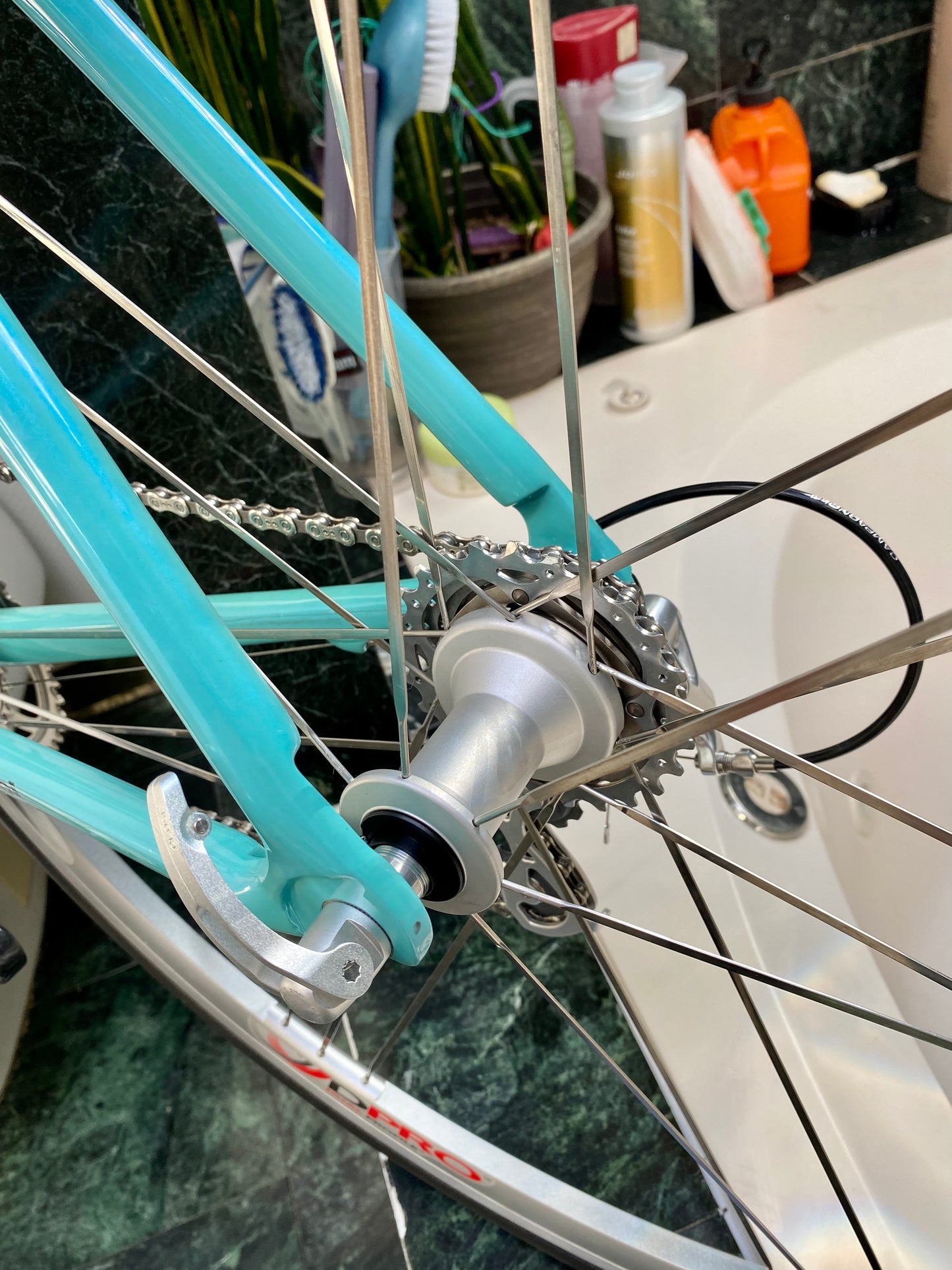 (SIZE 54cm) CLASSIC BIANCHI 928 T-CUBE ROAD BIKE - CELESTE - CAMPAGNOLO CHORUS