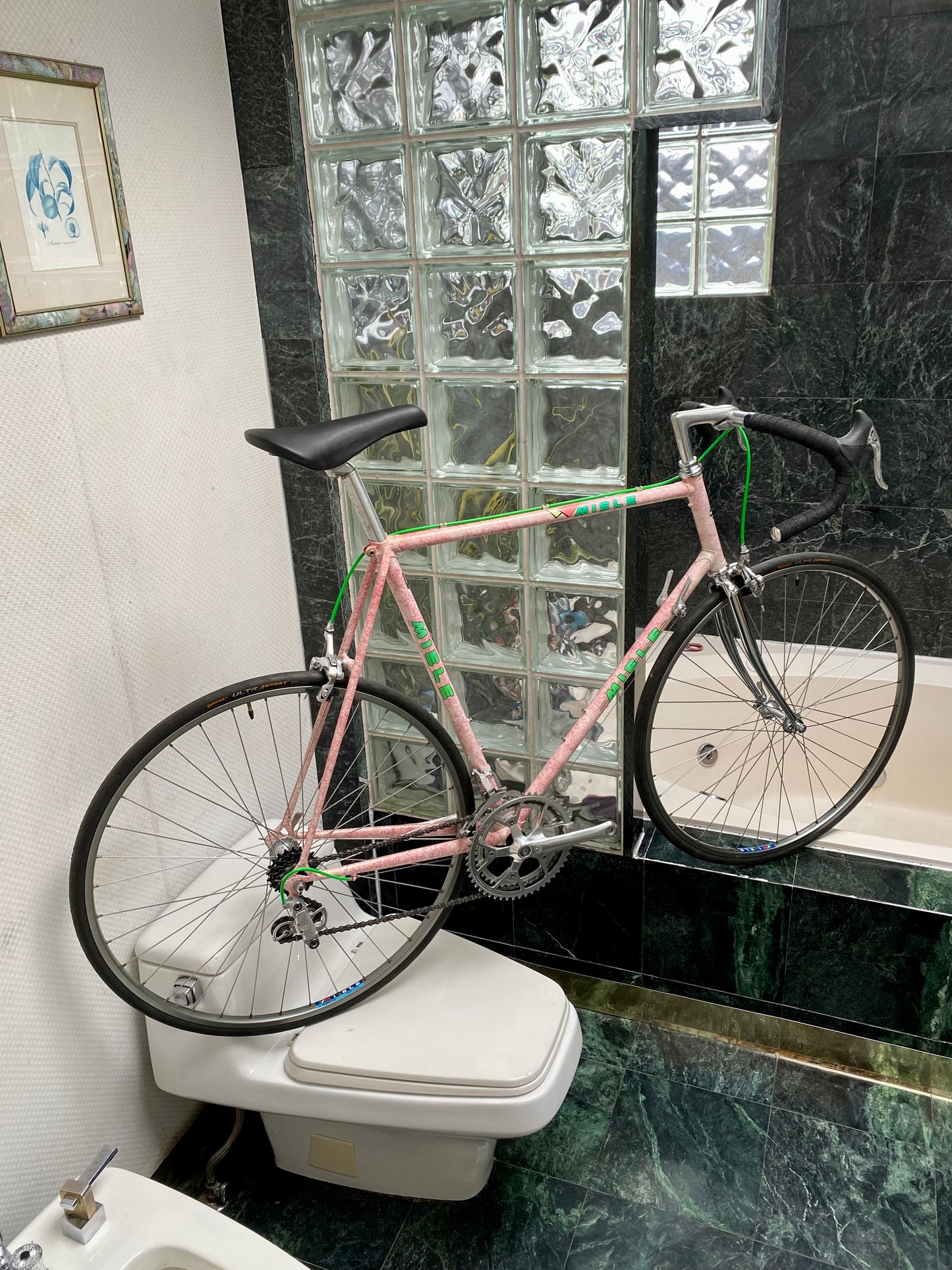 (SIZE 60cm) 1980's MIELE ROAD BIKE - CAMPAGNOLO - PINK SPLATTER PAINT