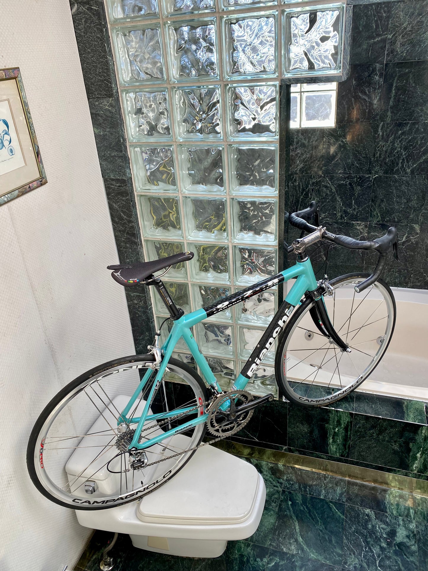 (SIZE 54cm) CLASSIC BIANCHI 928 T-CUBE ROAD BIKE - CELESTE - CAMPAGNOLO CHORUS