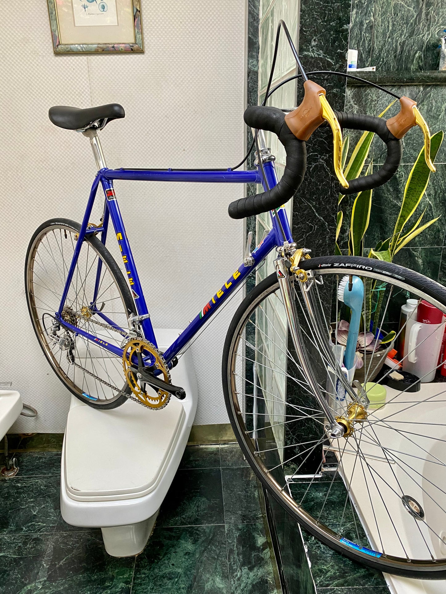 (SIZE 56cm) 1980's MIELE ROAD BIKE - GOLD & BLUE!