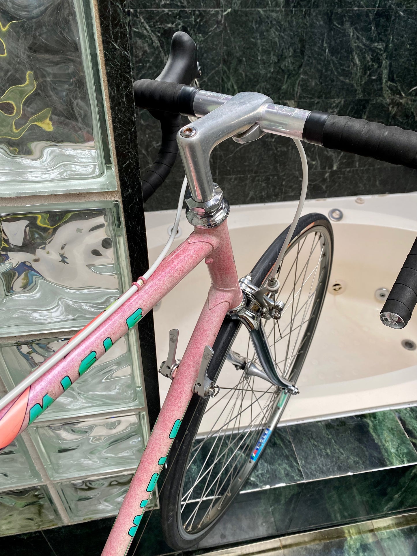 (SIZE 57cm) 1980's MIELE ROAD BIKE - CAMPAGNOLO - PINK SPLATTER!