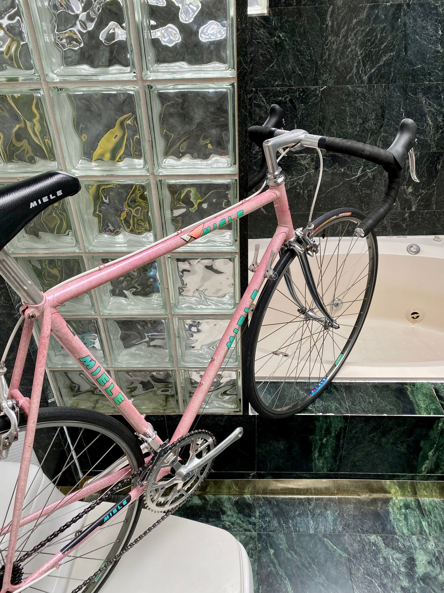 (SIZE 57cm) 1980's MIELE ROAD BIKE - CAMPAGNOLO - PINK SPLATTER!