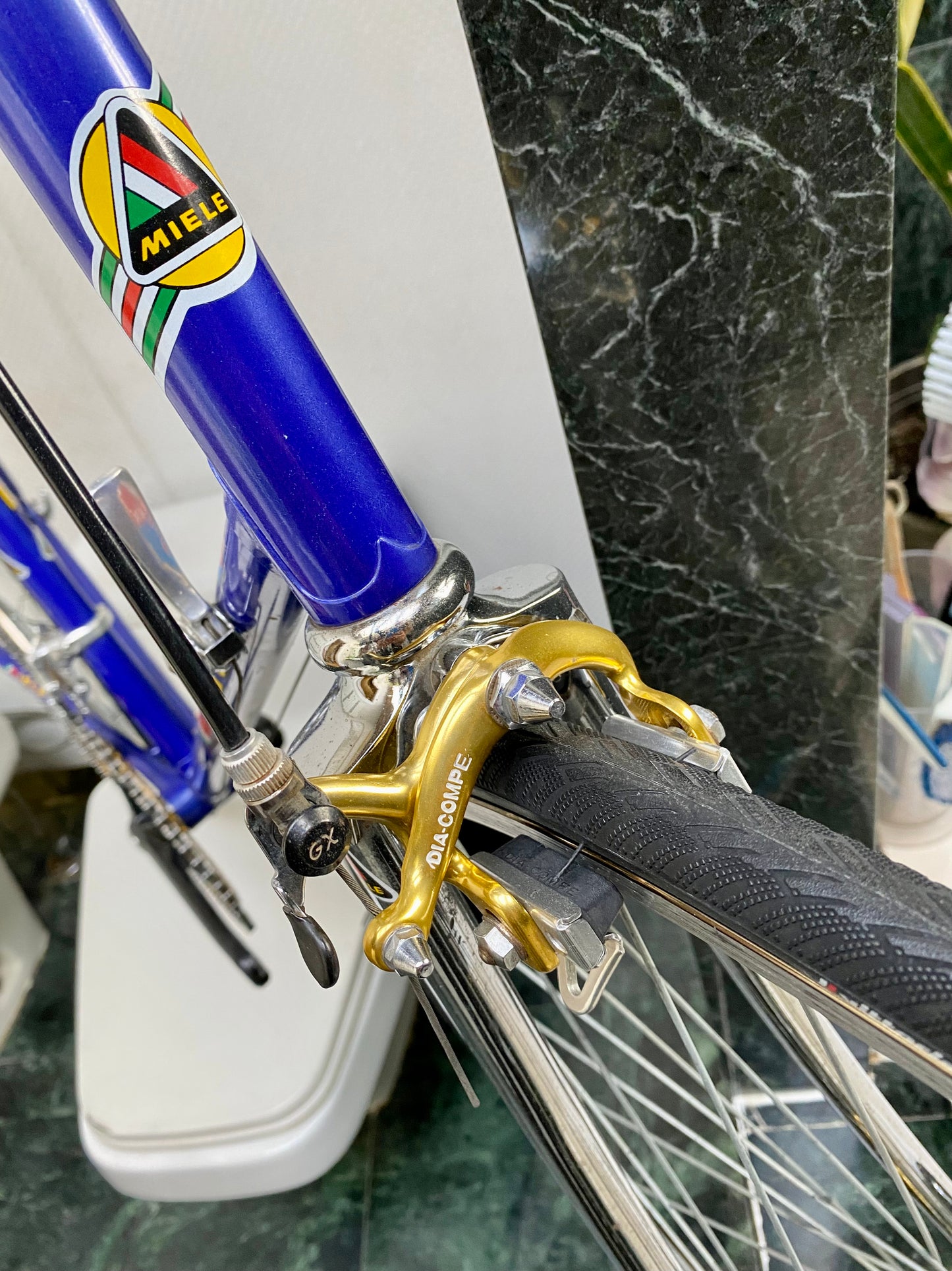 (SIZE 56cm) 1980's MIELE ROAD BIKE - GOLD & BLUE!
