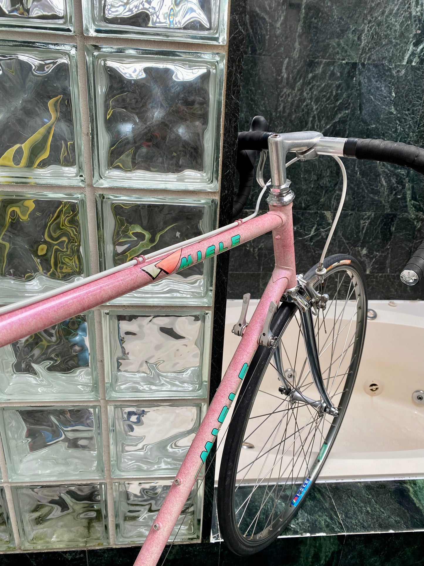 (SIZE 57cm) 1980's MIELE ROAD BIKE - CAMPAGNOLO - PINK SPLATTER!